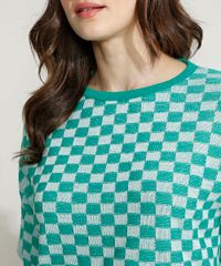 Blusa-de-Trico-Feminina-Mindset-Oversized-Estampada-Xadrez-Vichy-Manga-Curta-Decote-Redondo-Verde-9972965-Verde_5