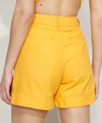 Bermuda-Feminina-Equivoco-Cintura-Super-Alta-Alfaiatada-com-Pregas-Amarela-9974617-Amarelo_2