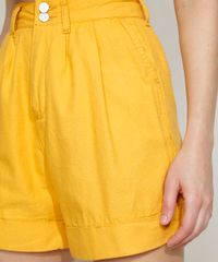 Bermuda-Feminina-Equivoco-Cintura-Super-Alta-Alfaiatada-com-Pregas-Amarela-9974617-Amarelo_4