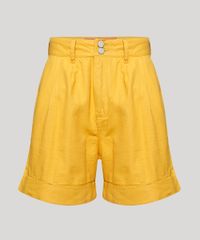 Bermuda-Feminina-Equivoco-Cintura-Super-Alta-Alfaiatada-com-Pregas-Amarela-9974617-Amarelo_5