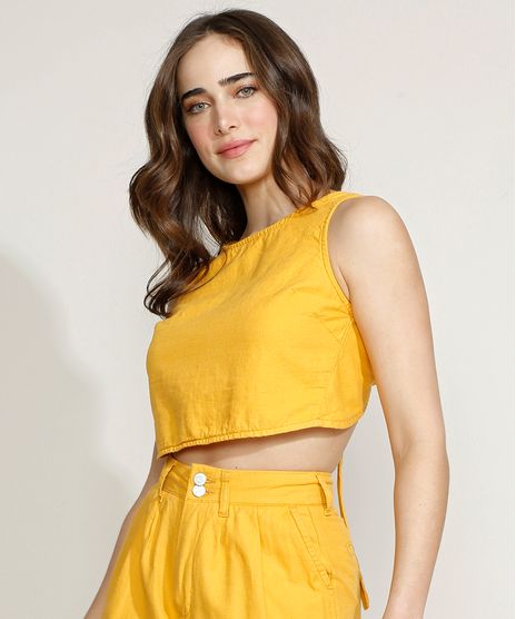 Top-Cropped-Feminino-Equivoco-com-Amarracao-Alca-Larga-Decote-Redondo-Amarelo-9974618-Amarelo_1