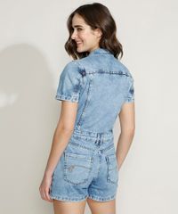 Macaquinho-Jeans-Feminino-Equivoco-Marmorizado-com-Botoes-e-Bolsos-Manga-Curta-Azul-Claro-9974620-Azul_Claro_2