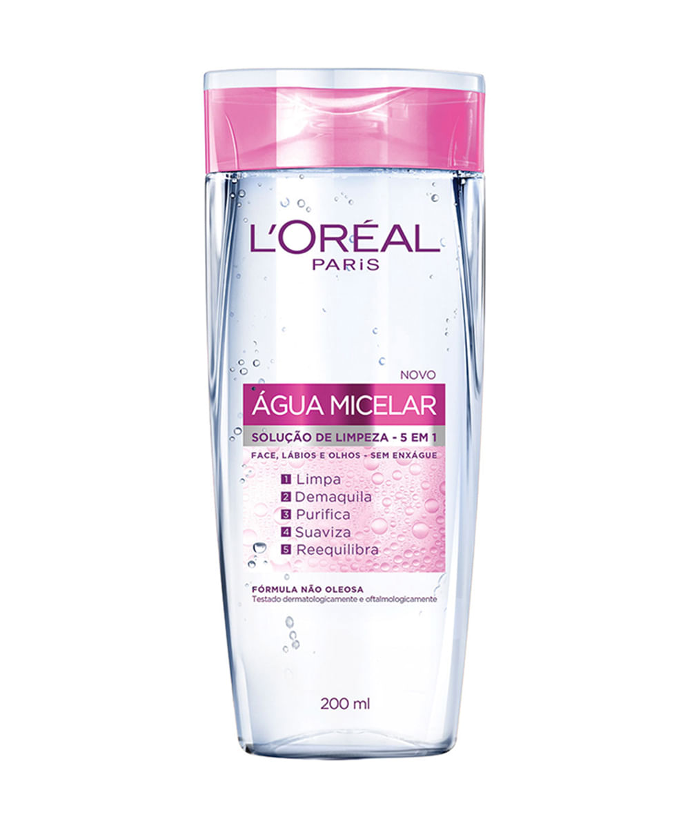 água micelar loréal paris regular solução limpeza 5 em 1 200ml