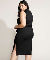 Vestido-Feminino-Plus-Size-Mindset-Midi-Canelado-com-Faixa-para-Amarrar-Sem-Manga-Gola-Alta-Preto-9970755-Preto_2