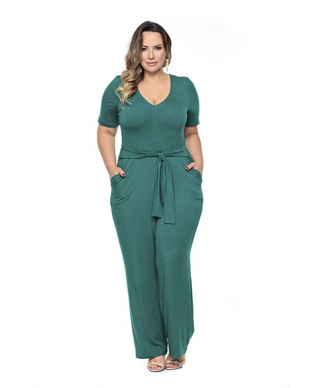 macacão verde plus size