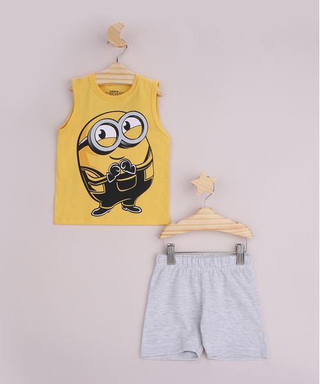 Conjunto-Infantil-Minions-Regata-Amarela---Bermuda-de-Moletom-Cinza-Mescla-Claro-9952703-Cinza_Mescla_Claro_1