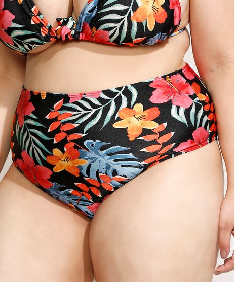 Biquini-Calcinha-Plus-Size-Hot-Pant-Estampado-Floral-com-Protecao-UV50--Preto-9958162-Preto_1