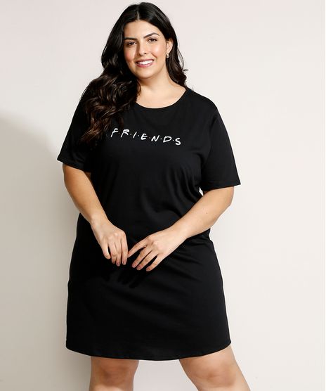 Camisola-Feminina-Plus-Size-Friends-Manga-Curta-Preta-9953332-Preto_1