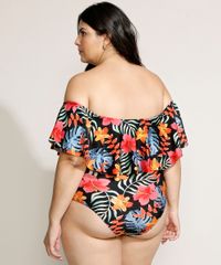 Maio-Body-Plus-Size-Ombro-a-Ombro-Estampado-Floral-Sem-Bojo-com-Protecao-UV50--Preto-9958165-Preto_2