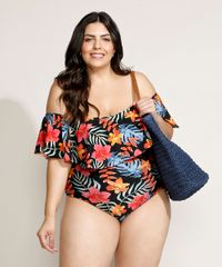 Maio-Body-Plus-Size-Ombro-a-Ombro-Estampado-Floral-Sem-Bojo-com-Protecao-UV50--Preto-9958165-Preto_3