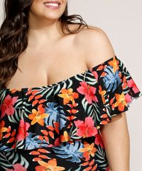 Maio-Body-Plus-Size-Ombro-a-Ombro-Estampado-Floral-Sem-Bojo-com-Protecao-UV50--Preto-9958165-Preto_4