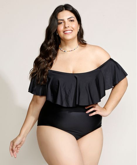 maiô plus size com bojo preto