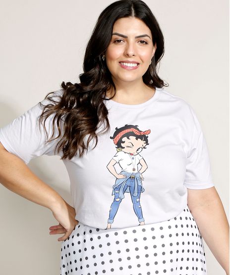 Blusa-Feminina-Plus-Size-Betty-Boop-Manga-Curta-Decote-Redondo-Lilas-9967441-Lilas_1