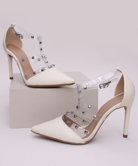 Scarpim-Feminino-Oneself-em-Suede-e-Vinil-Salto-Alto-Fino-Bico-Fino-com-Tachas-Bege-Claro-9957892-Bege_Claro_1