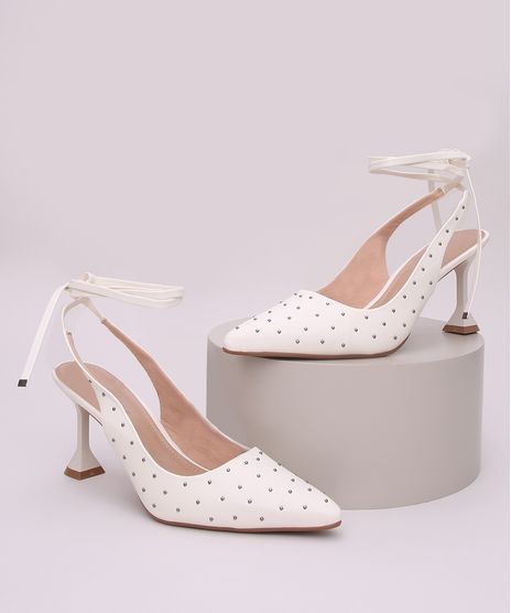 Scarpim-Feminino-Oneself-Salto-Medio-Taca-Bico-Fino-com-Tachas-e-Tira-para-Amarrar-Bege-Claro-9965873-Bege_Claro_1