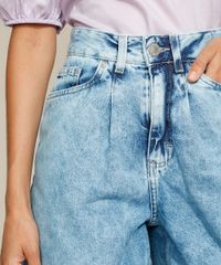 Bermuda-Jeans-Feminina-Cintura-Super-Alta-Marmorizada-com-Pregas-Azul-Claro-9970697-Azul_Claro_5
