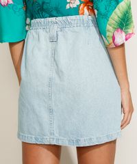 Saia-Jeans-Feminina-Curta-com-Ziper-e-Bolsos-Azul-Claro-9964971-Azul_Claro_2