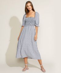 Vestido-Feminino-Midi-Estampado-Xadrez-Vichy-com-Lastex-Manga-Bufante-Azul-Marinho-9967385-Azul_Marinho_3