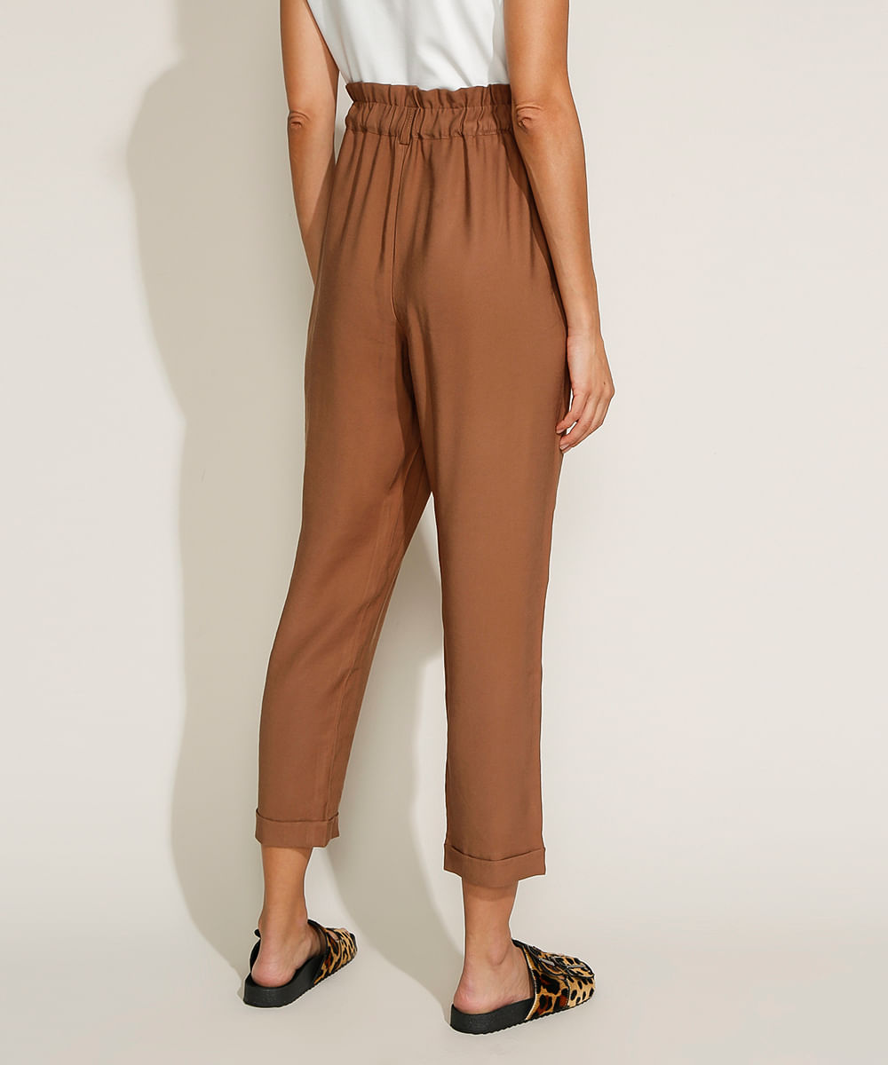 calça marrom feminina cintura alta