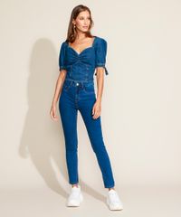 Blusa-Jeans-Feminina-Cropped-com-Lastex-Manga-Bufante-Decote-Coracao-Azul-Escuro-9964770-Azul_Escuro_3