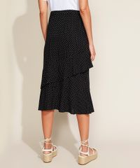 Saia-Feminina-Midi-Estampada-de-Poa-em-Camadas-com-Babado-e-Fenda-Preta-9962526-Preto_2