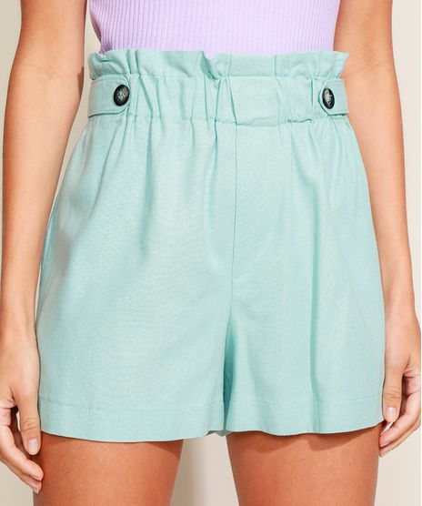 Short-Feminino-Clochard-Cintura-Super-Alta-com-Linho-e-Martingale-Verde-Claro-9960731-Verde_Claro_1
