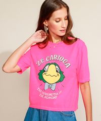 Blusa-Feminina-Ampla-Ze-Carioca-Manga-Curta-Decote-Redondo-Rosa-Neon-9957791-Rosa_Neon_1