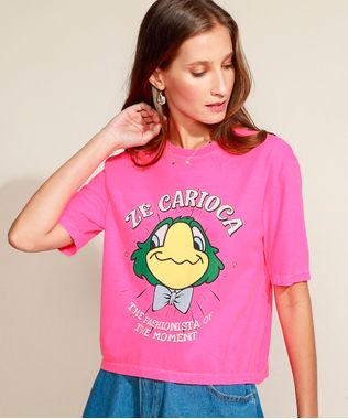 Blusa-Feminina-Ampla-Ze-Carioca-Manga-Curta-Decote-Redondo-Rosa-Neon-9957791-Rosa_Neon_1