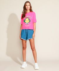 Blusa-Feminina-Ampla-Ze-Carioca-Manga-Curta-Decote-Redondo-Rosa-Neon-9957791-Rosa_Neon_3