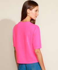 Blusa-Feminina-Ampla-Ze-Carioca-Manga-Curta-Decote-Redondo-Rosa-Neon-9957791-Rosa_Neon_4