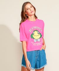 Blusa-Feminina-Ampla-Ze-Carioca-Manga-Curta-Decote-Redondo-Rosa-Neon-9957791-Rosa_Neon_5