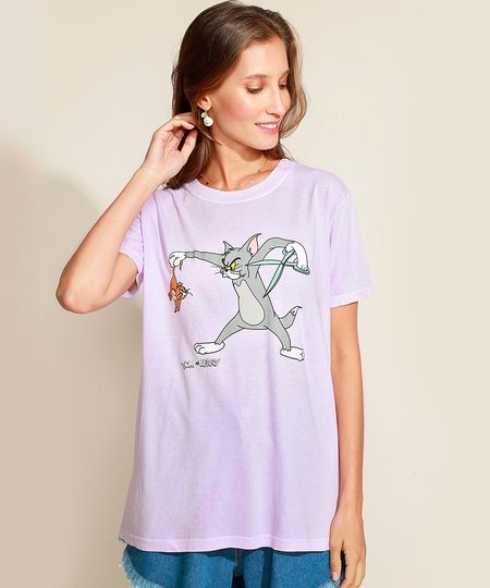 Blusa-Feminina-Tom-e-Jerry-Manga-Curta-Decote-Redondo-Lilas-9967451-Lilas_1