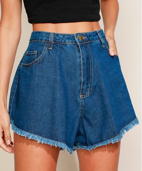 Short-Jeans-Feminino-Sawary-Gode-Cintura-Super-Alta-com-Barra-Desfiada-Azul-Escuro-9974029-Azul_Escuro_1