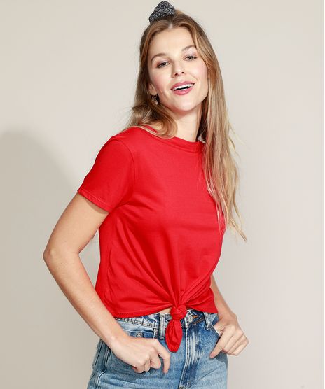 Blusa-Feminina-Basica-com-No-Manga-Curta-Decote-Redondo-Vermelha-9883921-Vermelho_1