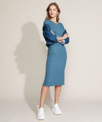 Vestido-Feminino-Midi-Canelado-Manga-3-4-Azul-9944201-Azul_3 Vestido-Feminino-Midi-Canelado-Manga-3-4-Azul-9944201-Azul_3