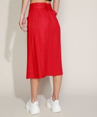 Saia-Feminina-Midi-com-Fenda-e-Faixa-para-Amarrar-Vermelha-9948882-Vermelho_2