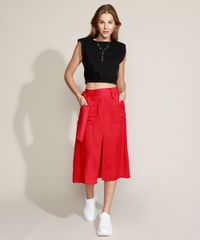 Saia-Feminina-Midi-com-Fenda-e-Faixa-para-Amarrar-Vermelha-9948882-Vermelho_3