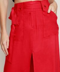 Saia-Feminina-Midi-com-Fenda-e-Faixa-para-Amarrar-Vermelha-9948882-Vermelho_4