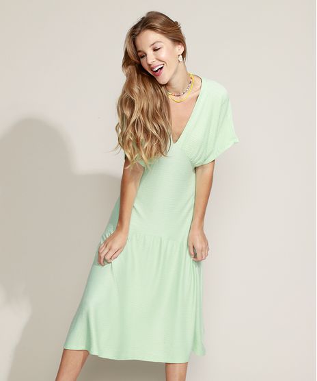 Vestido-Feminino-Midi-Texturizado-Manga-Curta-Verde-Claro-9952013-Verde_Claro_1