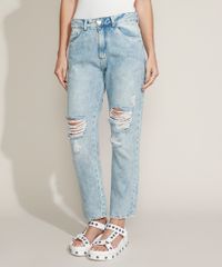 Calca-Jeans-Feminina-Boyfriend-Cintura-Media-Marmorizada-Destroyed-Azul-Claro-9964527-Azul_Claro_1