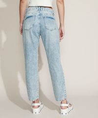 Calca-Jeans-Feminina-Boyfriend-Cintura-Media-Marmorizada-Destroyed-Azul-Claro-9964527-Azul_Claro_2