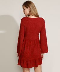 Vestido-Feminino-Curto-Estampado-de-Folhagem-com-Babado-e-Tassel-Manga-Sino-Vermelho-9973776-Vermelho_2