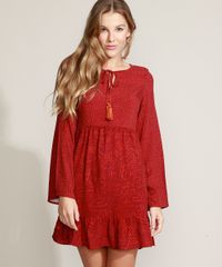 Vestido-Feminino-Curto-Estampado-de-Folhagem-com-Babado-e-Tassel-Manga-Sino-Vermelho-9973776-Vermelho_5