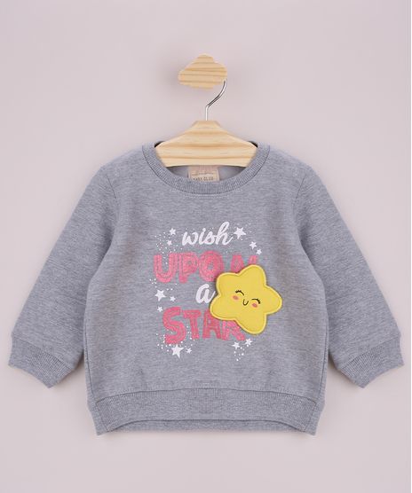 Blusao-de-Moletom-Infantil-Estrela-e-Glitter-Cinza-Mescla-9794871-Cinza_Mescla_1
