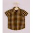 Camisa-Infantil-Estampada-Xadrez-com-Bolso-Manga-Curta-Amarela-9810818-Amarelo_1