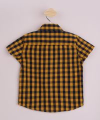 Camisa-Infantil-Estampada-Xadrez-com-Bolso-Manga-Curta-Amarela-9810818-Amarelo_2