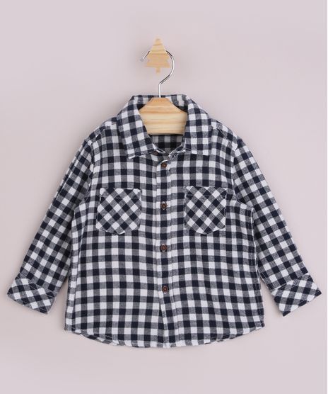 Camisa-Infantil-Estampada-Xadrez-com-Bolso-Manga-Longa-Azul-Marinho-9810823-Azul_Marinho_1