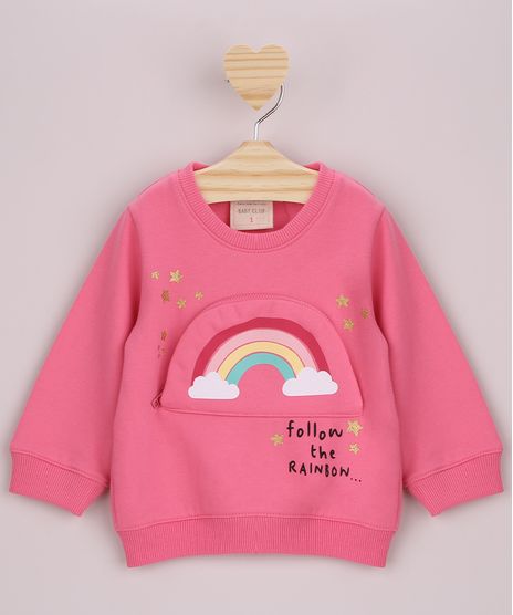 Blusao-de-Moletom-Infantil-Arco-Iris-com-Bolso-e-Glitter-Pink-9832752-Pink_1