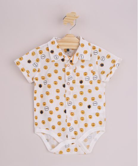 Body-Camisa-Infantil-Estampado-de-Tigres-com-Botoes-Bolso-e-Gola-Esporte-Manga-Curta-Off-White-9950580-Off_White_1