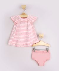 Vestido-Infantil-Estampado-Listrado-e-Floral-com-Babado-Manga-Curta---Calcinha-Rosa-Claro-9950612-Rosa_Claro_1